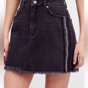 Free People Beaded Denim Skirt